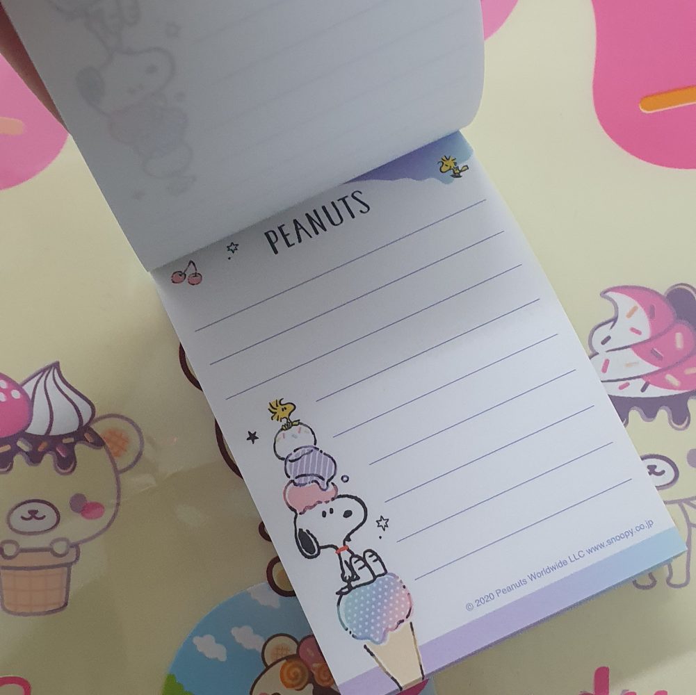Snoopy Peanuts memo pad stationery licensed made in Japan